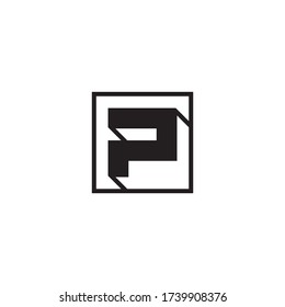 P letter logo on square lines design vector