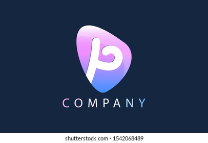 P Letter Logo. Oval Shape Modern Design with Glossy Look