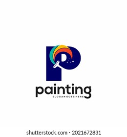 P letter logo and paint drop design combination, Colorful logo template