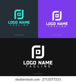Logotipo de letra P con Botón de juego Versátil Vector Branding Asset para uso multimedia