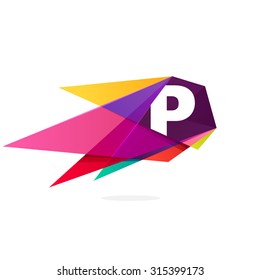 P letter logo with polygonal comet.