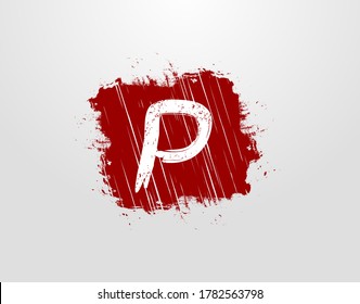 P Letter Logo in Red Square Grunge Element. Retro Rusty Square logo design template.