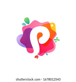 P letter logo with Sale icons. Overlapping watercolor negative space font. Perfect typeface for shop identity, best price print, super offer posters, etc.