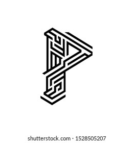 P letter logo script lettering.