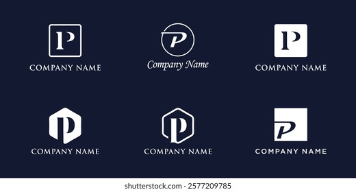 P Letter Logo Set Monogram style, bundle vector