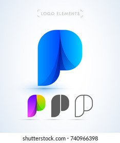 P letter logo template. Abstract vector material design style. App icon