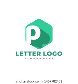 P letter logo template with polygon.