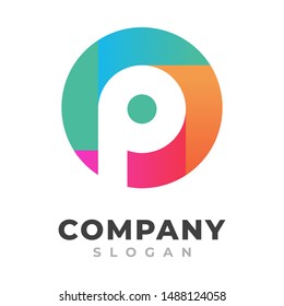 p letter logo template, for your company with modern simple bold vibrant colorful style