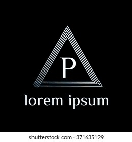 P letter logo with triangle border - vector (sign, symbol, icon, border)