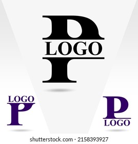 "P" letter logo; typography logo for P letter. Three alternative logos for P letter typography design. Serif font design.  Text logo studies for all alphabet letters.