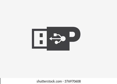 P letter logo, usb flash drive logo design.