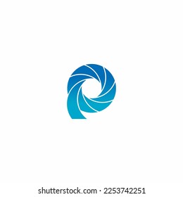 P Letter Logo. Letter P vector logo symbol in the colorful circle on black background. Vector template for your design