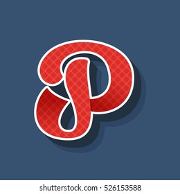 P letter logo. Vintage handmade sport alphabet, college team script font. Vector elements for club banner, t-shirt, labels, posters etc.