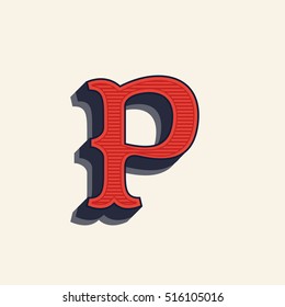 P letter logo in vintage western style. Vector font for labels, posters etc.