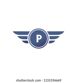 P Letter Logo with wings Template vector icon illustration