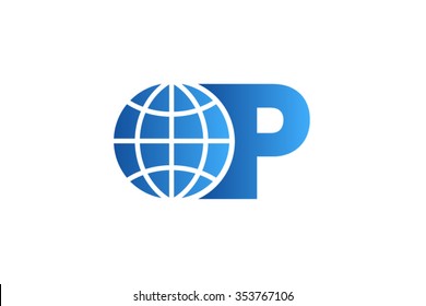 P letter Logo, world globe logo design.
