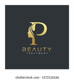 P Letter Luxury Beauty Face Logo Design Vector