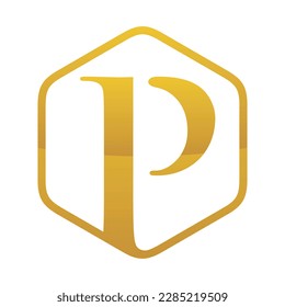 p letter luxury hexagon logo template