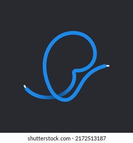 P letter made shoelace. Vector isolated font for app logo, sport design, creative template and more