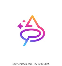 P Letter Magic Hat Spark Software de edición digital Vibrante Vector de diseño de logotipo Abstractas