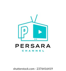 p letter mark channel television tv logo vector icon illustration