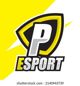 P letter mark Esport logo team, modern simple e sports template font, gaming font logo illustration