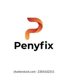 Letra P diseño de logotipo 3d moderno
