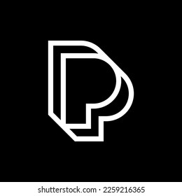 P letter monogram logo, PP black and white mockup invitation or business card emblem, decorative sign