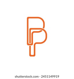 P letter monogram logo, PP black and white mockup invitation or business card emblem, decorative sign.