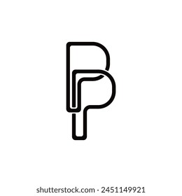 Logo de monograma de letra P, invitación de maqueta en blanco y negro de PP o emblema de tarjeta de visita, signo decorativo.