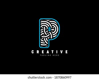 P letter monogram logo. Unique stylish. Abstract bold lines.