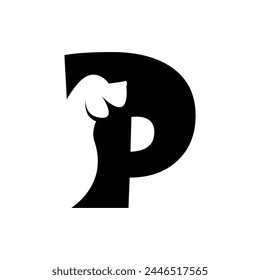 P letter with a negative space dog logo