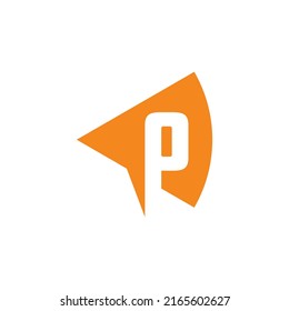 p letter negative space pizza logo symbol icon