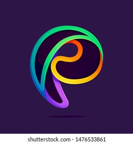 P letter one line rainbow colors logo. Font style, vector design template elements for your application or corporate identity.