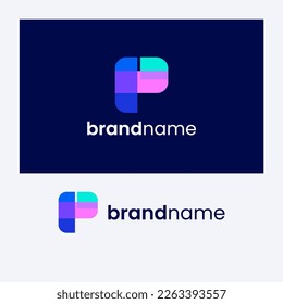 P Letter Overlapping Shape Logo Design
