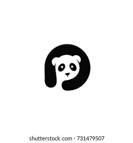 P letter for panda flat vector logo template