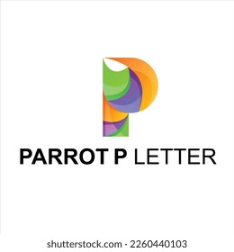 P letter parrot logo colorfull