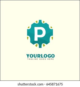 P letter pattern logo. Abstract hexagon design template. Colorful creative sign. Universal vector icon.