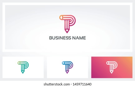 P Letter Pencil Alphabet Logo