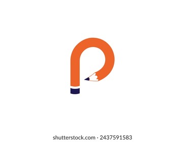 P-Buchstabe als Bleistiftform Vektor