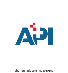 A P I letter, pharmacy initial logo design