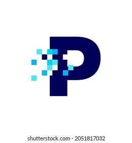 p letra marca de píxel digital logotipo de 8 bits icono vectorial