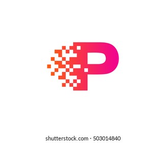 P Letter Pixel Motion Logo Design Template 