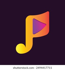 P Letter Play Music Multimedia Tune Gradient Logo