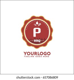 P Letter Retro Vintage Insignia, Logotype, Label or Badge Vector design element, business sign template.