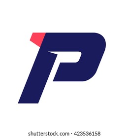 P letter run logo design template. Vector sport style typeface for sportswear, sports club, app icon, corporate identity, labels or posters.