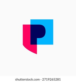 p letra proteção escudo segurança logotipo ícone do vetor ilustração