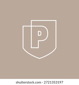 P Letra Escudo Protección Logotipo de seguridad Ilustración de icono de Vector