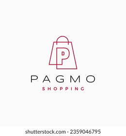 p letter Shop Shopping Bag Logo Vector Icon illustration