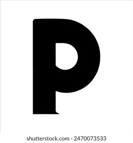 P letter silhouette isolated on white background. P icon vector illustration design.